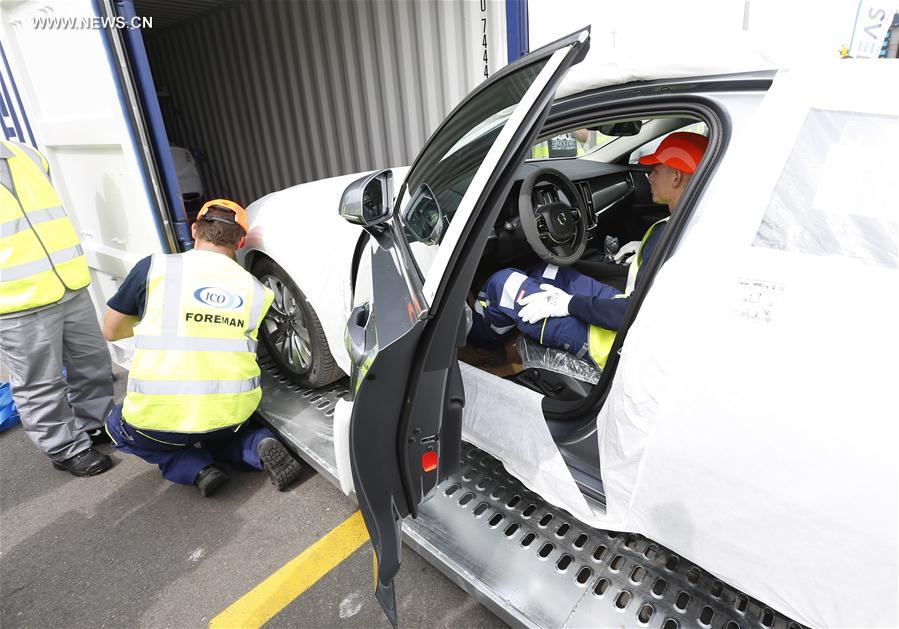 BELGIUM-ZEEBRUGGE-CHINA-EUROPE-RAILWAY-CAR-VOLVO