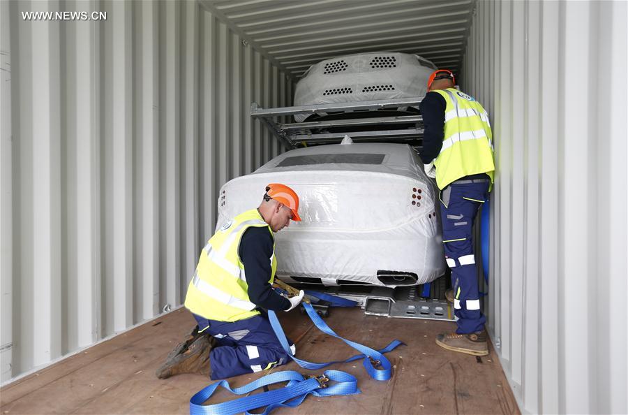 BELGIUM-ZEEBRUGGE-CHINA-EUROPE-RAILWAY-CAR-VOLVO