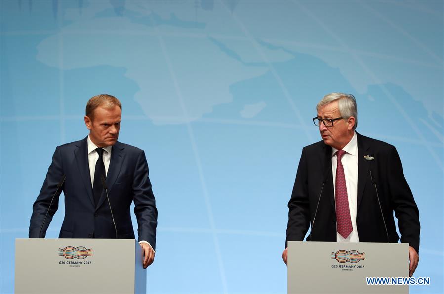 GERMANY-HAMBURG-G20 SUMMIT-JUNCKER-TUSK
