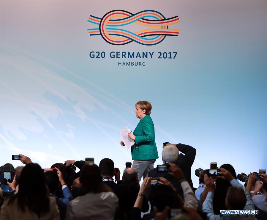 GERMANY-HAMBURG-G20 SUMMIT-MERKEL-PRESS CONFERENCE