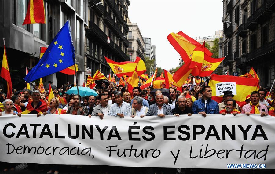 SPAIN-BARCELONA-PROTEST-ANTI-REFERENDUM
