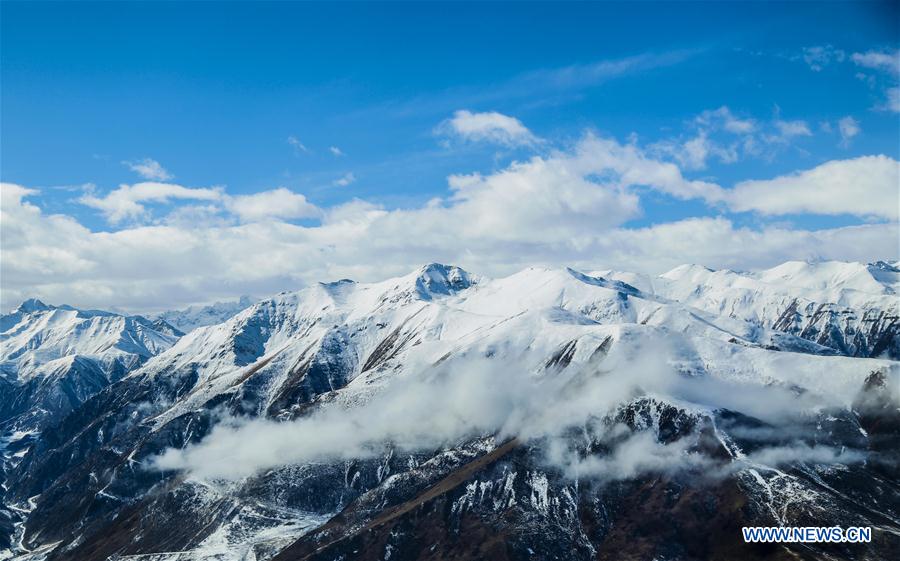CHINA-QINGHAI-BAYAN HAR MOUNTAINS-SNOW-AERIAL VIEW (CN)