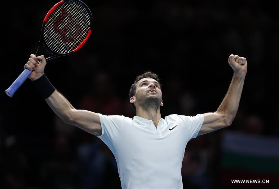 (SP)BRITAIN-LONDON-TENNIS-ATP FINALS-DIMITROV VS GOFFIN