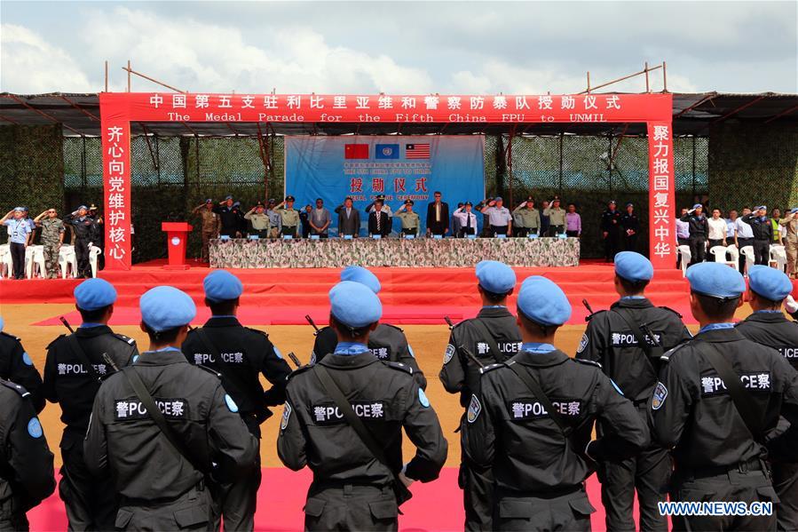 LIBERIA-MONROVIA-CHINESE PEACEKEEPING POLICE-UN MEDALS