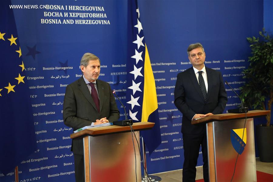 BIH-SARAJEVO-EU ENLARGEMENT COMMISSIONER-JOHANNES HAHN-VISIT