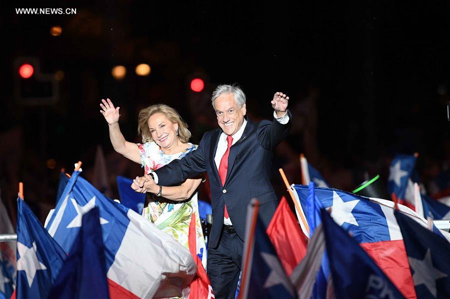 CHILE-SANTIAGO-ELECTION-PINERA-CELEBRATION