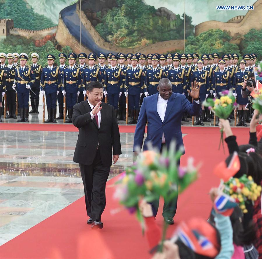 President Xi holds welcome ceremony for visiting Gambian president in Beijing