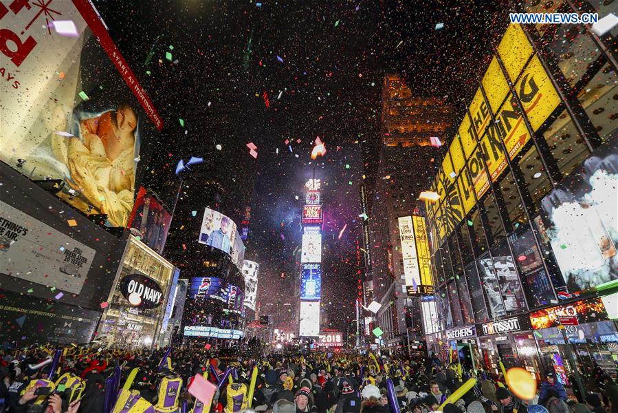 U.S.-NEW YORK-TIMES SQUARE-NEW YEAR CELEBRATION