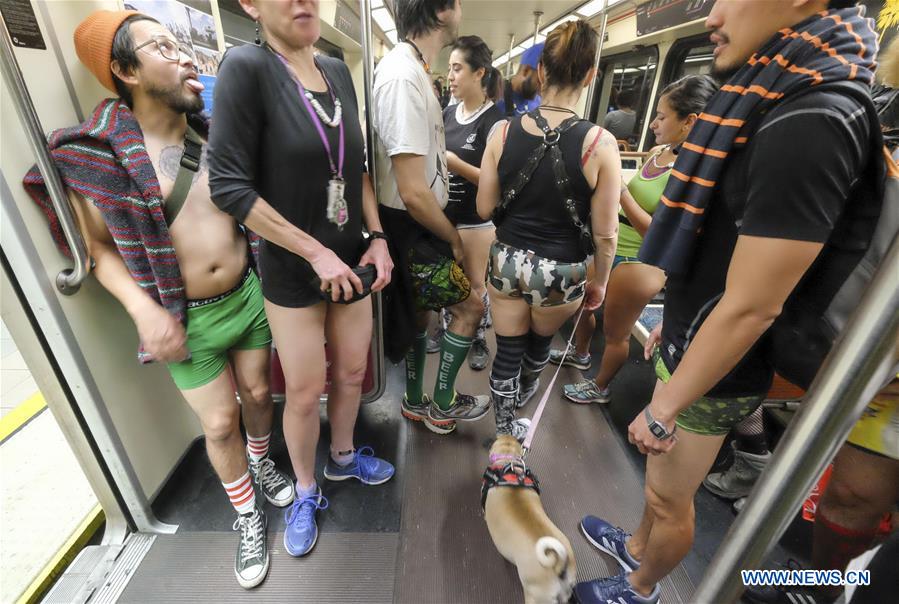 U.S.-LOS ANGELES-NO PANTS-SUBWAY 