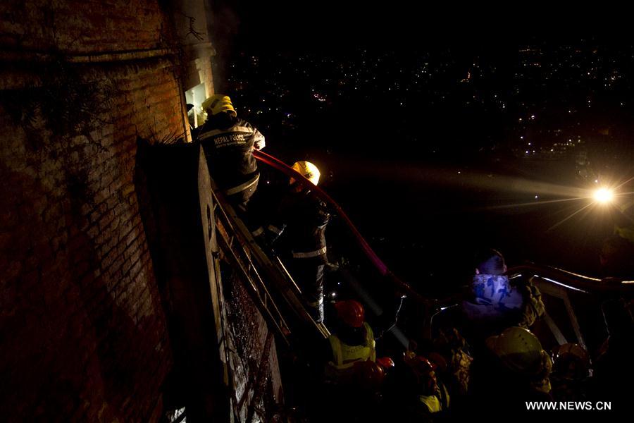 NEPAL-KATHMANDU-WORLD HERITAGE SITE-SWAYAMBHUNATH STUPA-FIRE