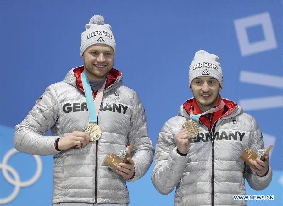 (SP)OLY-SOUTH KOREA-PYEONGCHANG-LUGE-MEN'S DOUBLES-MEDAL CEREMONY