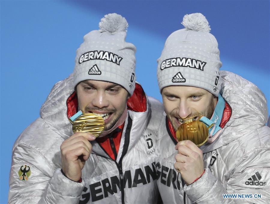 (SP)OLY-SOUTH KOREA-PYEONGCHANG-LUGE-MEN'S DOUBLES-MEDAL CEREMONY