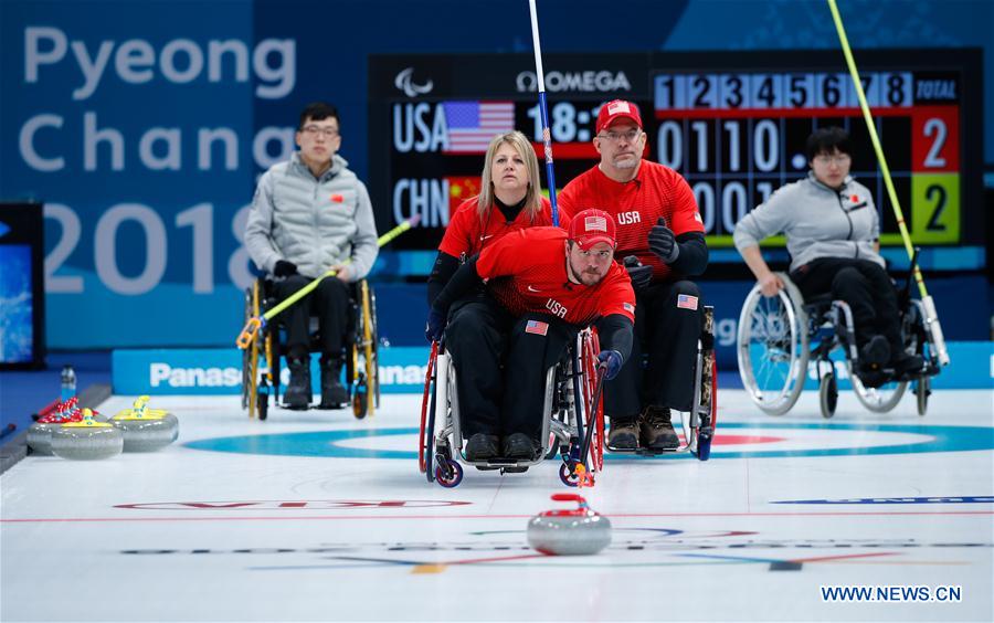 In pics mixed round robin session 10 of wheelchair curling at