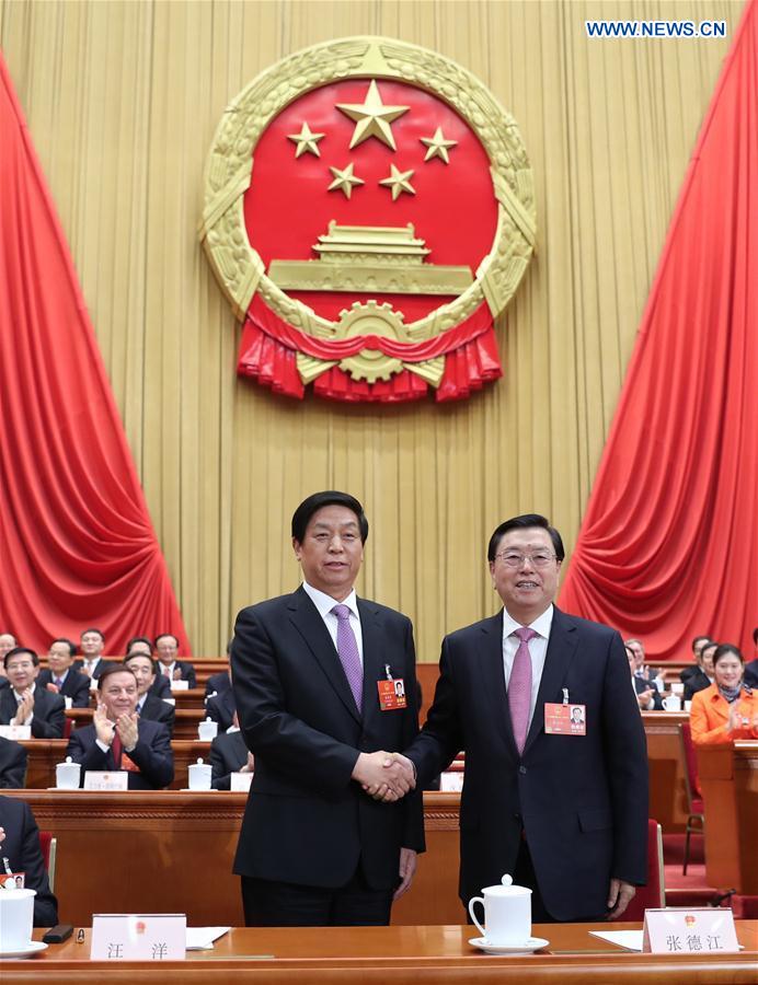 (TWO SESSIONS)CHINA-BEIJING-NPC-LI ZHANSHU-ZHANG DEJIANG-FIFTH PLENARY MEETING(CN)
