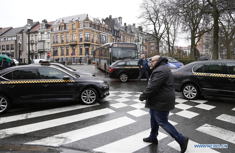 BELGIUM-BRUSSELS-PROTEST-TAXI DRIVERS