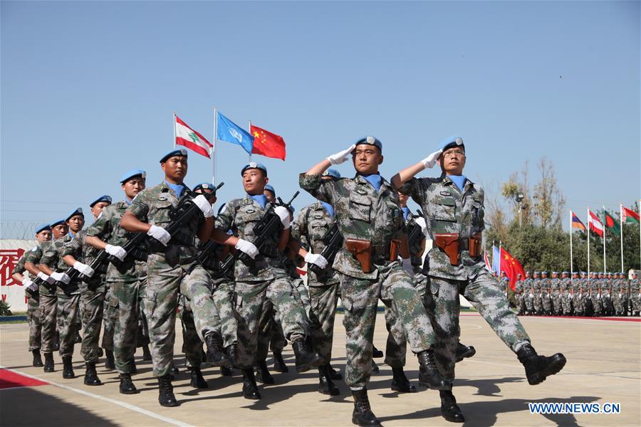 LEBANON-HANNIYAH VILLAGE-CHINESE PEACEKEEPERS-UN PEACE MEDAL OF HONOR-AWARDING