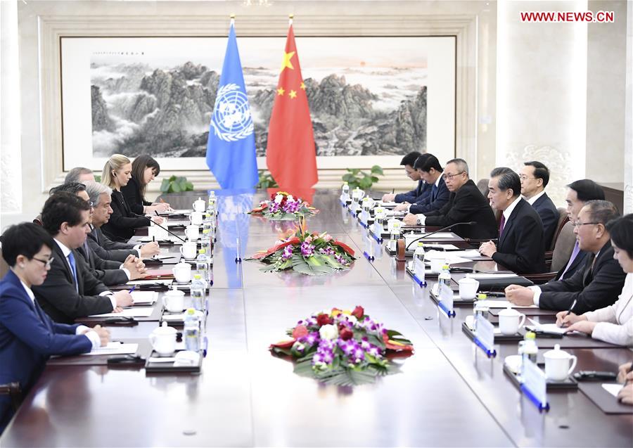 CHINA-BEIJING-WANG YI-ANTONIO GUTERRES-TALKS (CN)