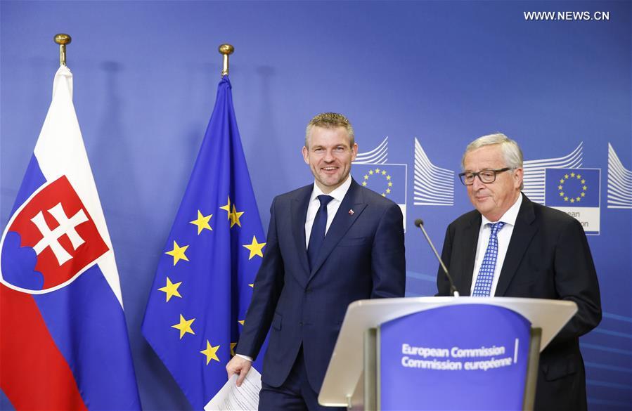 BELGIUM-BRUSSELS-EU-JUNCKER-SLOVAKIA-PM-PRESS CONFERENCE