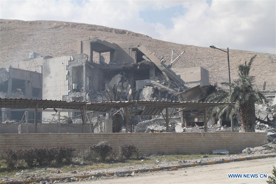 SYRIA-DAMASCUS-BOMBED SITE-STRIKES