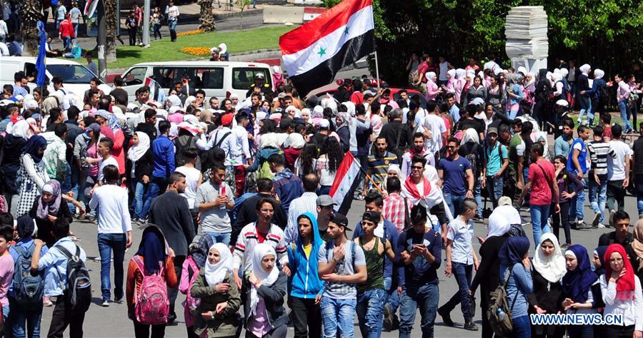 SYRIA-DAMASCUS-PRO-GOVERNMENT-RALLY