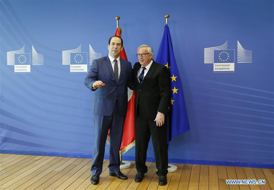 BELGIUM-BRUSSELS-EU-JUNCKER-TUNISIA-PM