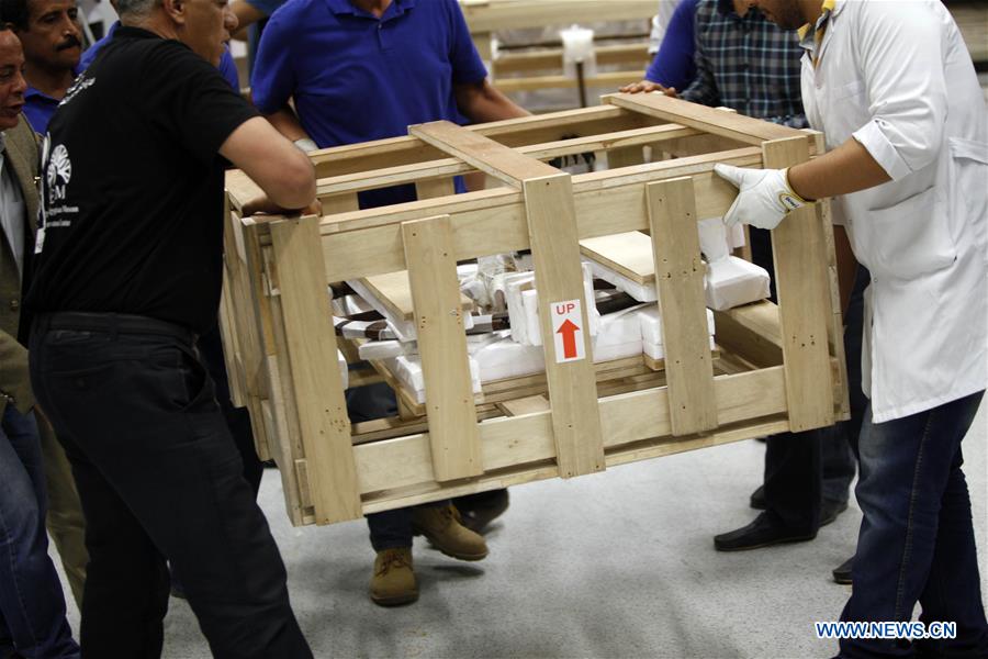 EGYPT-GREATER CAIRO-KING TUTANKHAMUN-CHARIOT-GRAND EGYPTIAN MUSEUM-TRANSFER