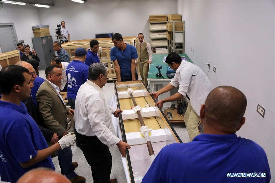 EGYPT-GREATER CAIRO-KING TUTANKHAMUN-CHARIOT-GRAND EGYPTIAN MUSEUM-TRANSFER