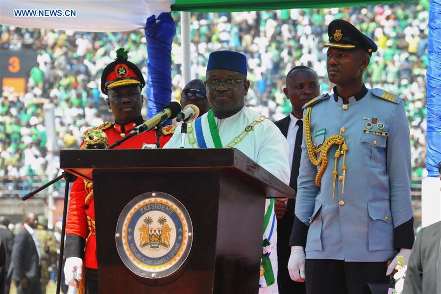 Sierra Leone president promises disciplined leadership in inaugural