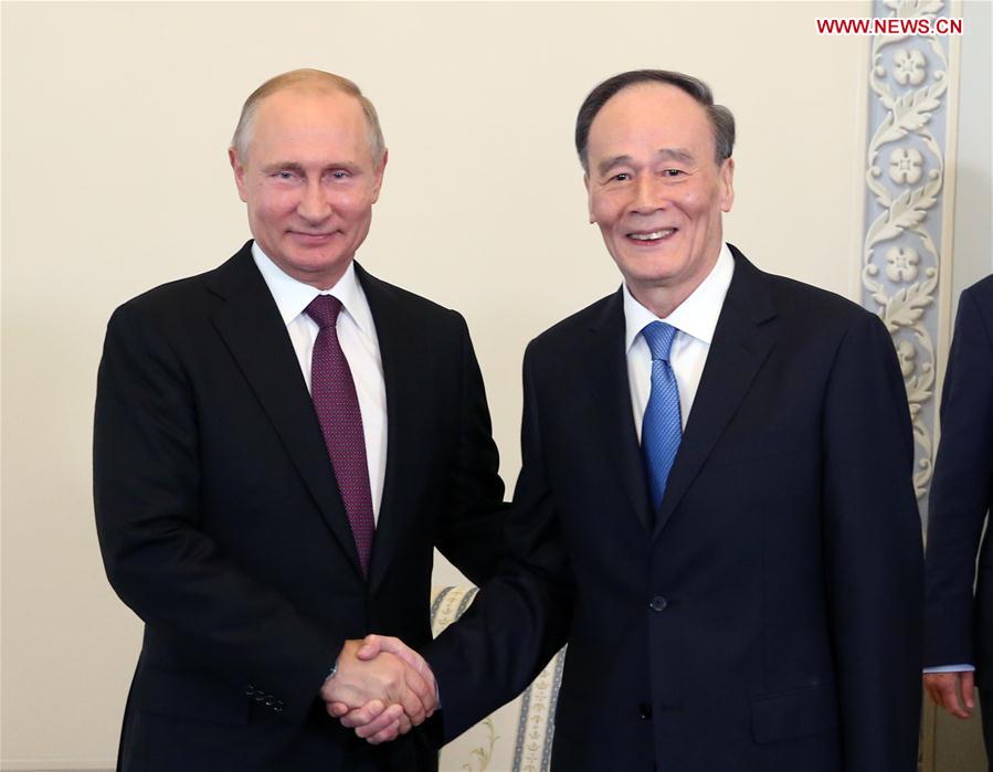 RUSSIA-ST. PETERSBURG-CHINA-PUTIN-WANG QISHAN-MEET (CN)