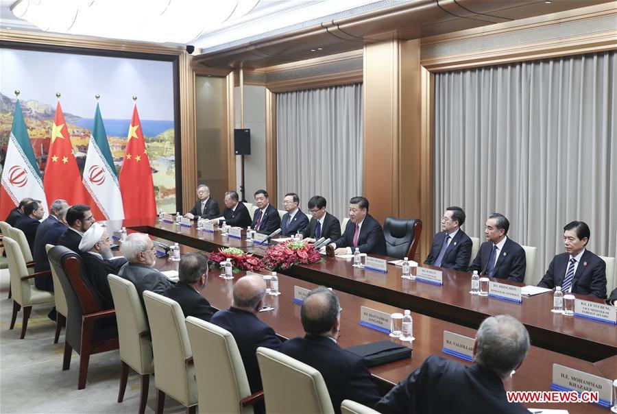 (SCO SUMMIT) CHINA-QINGDAO-XI JINPING-IRAN-HASSAN ROUHANI-TALKS (CN)