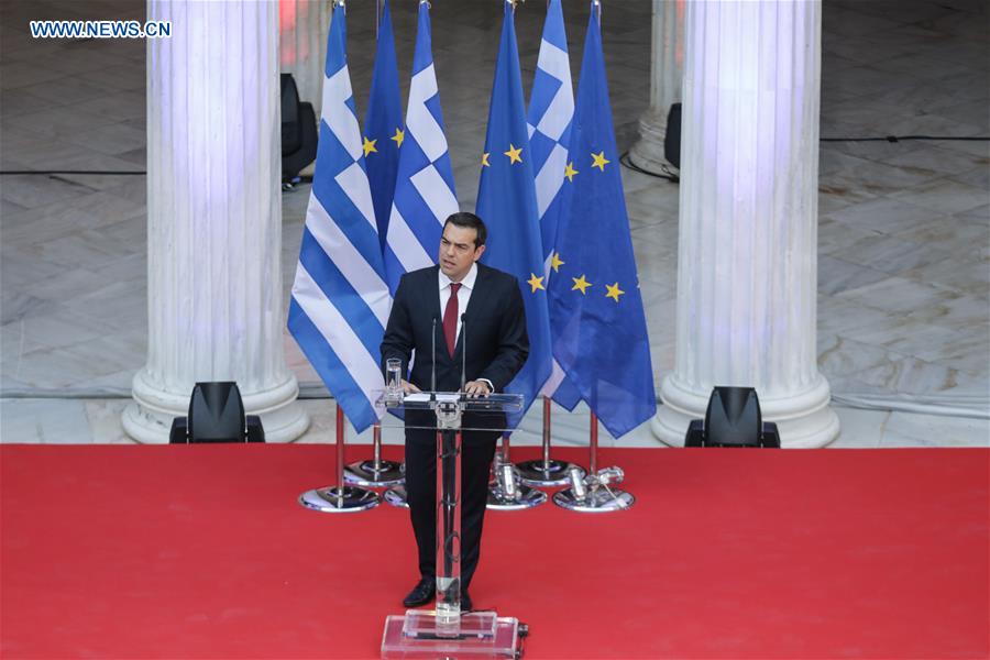 GREECE-ATHENS-DEBT-BAILOUT-EXIT-PM-CELEBRATION