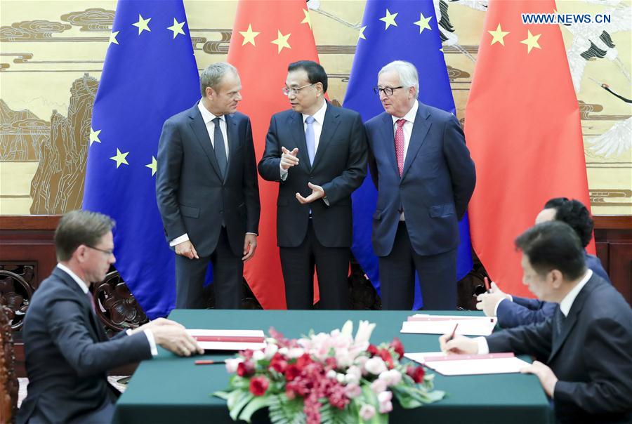 CHINA-EU-LEADERS' MEETING-LI KEQIANG-TUSK-JUNCKER (CN)