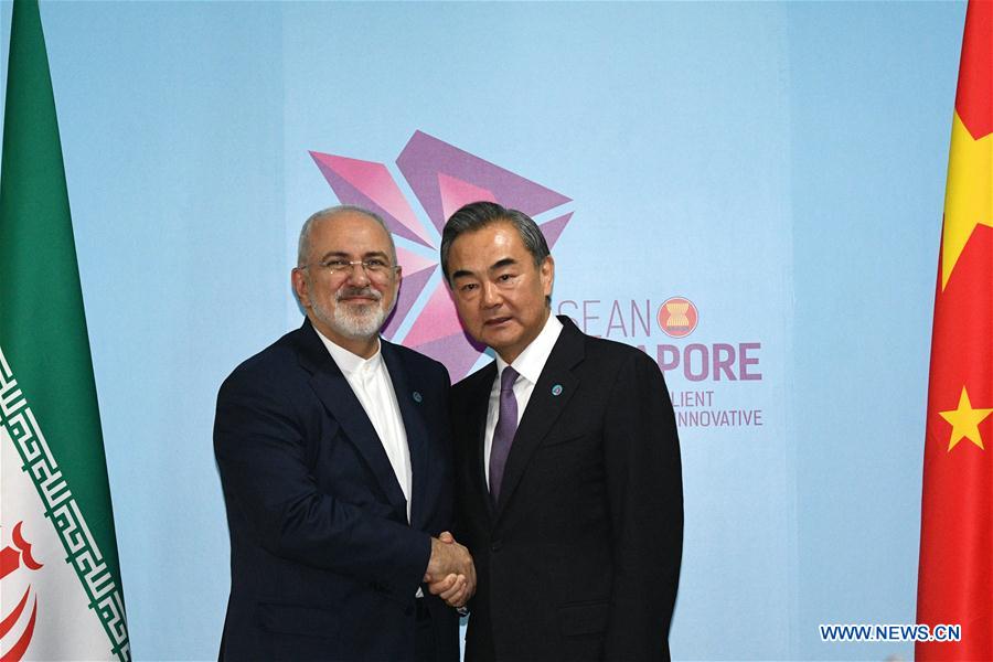 SINGAPORE-CHINA-IRAN-WANG YI-ZARIF-MEETING