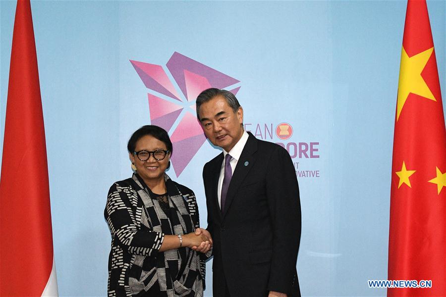 SINGAPORE-CHINA-INDONESIA-WANG YI-RETNO MARSUDI-MEETING