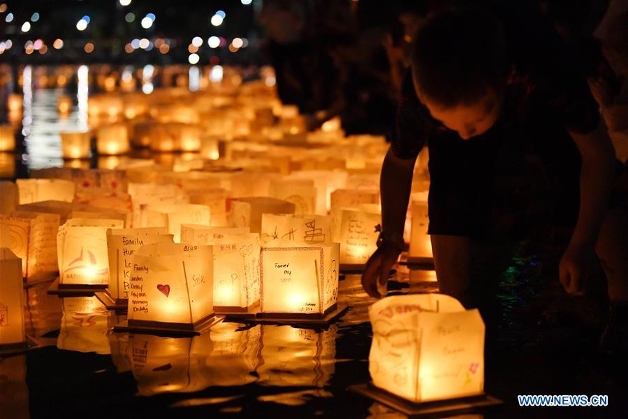 People celebrate water lantern festival in Maryland, U.S. Xinhua English.news.cn