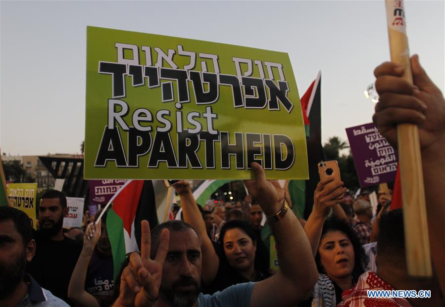 ISRAEL-TEL AVIV-PROTEST-"JEWISH NATION-STATE" LAW