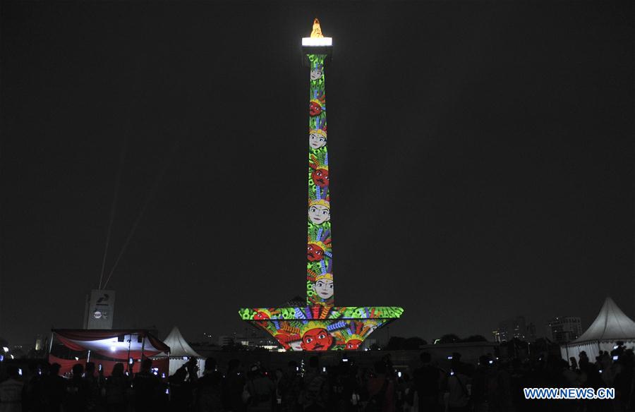 (SP)INDONESIA-JAKARTA-NATIONAL MONUMENT-VIDEO MAPPING