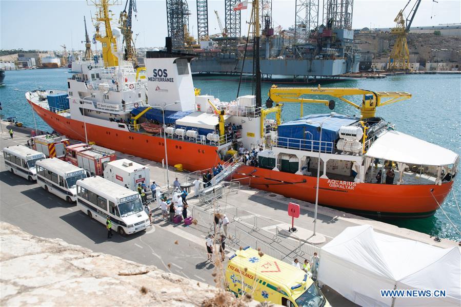 MALTA-SENGLEA-HUMANITARIAN VESSEL-MIGRANTS-DOCKING