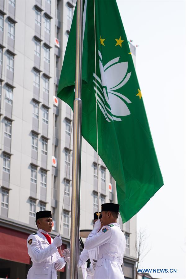 (SP)INDONESIA-JAKARTA-ASIAN GAMES-MACAO-DELEGATION-FLAG-RAISING CEREMONY