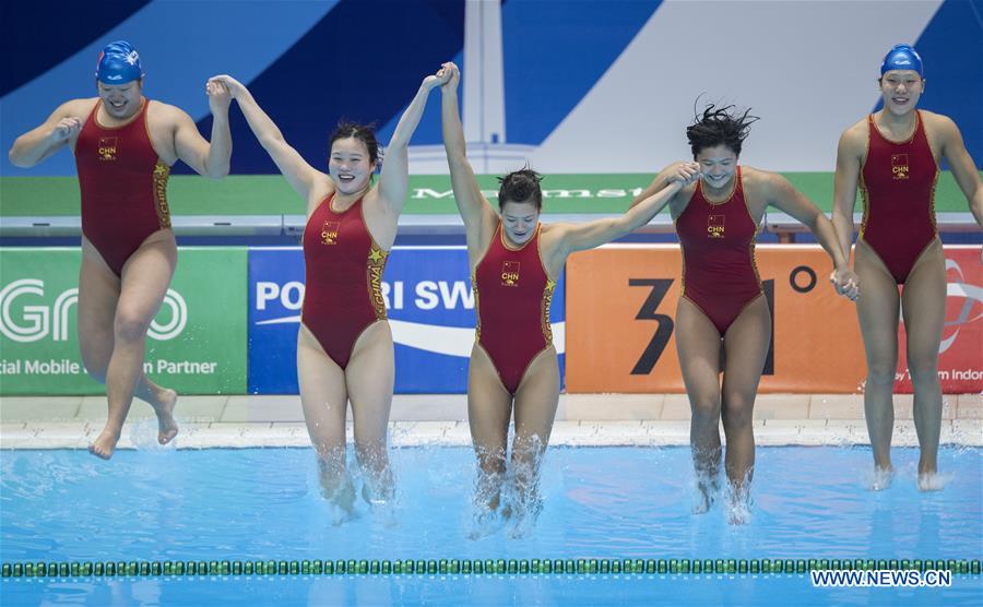(SP)INDONESIA-JAKARTA-ASIAN GAMES-WATER POLO-CHINA VS JAPAN