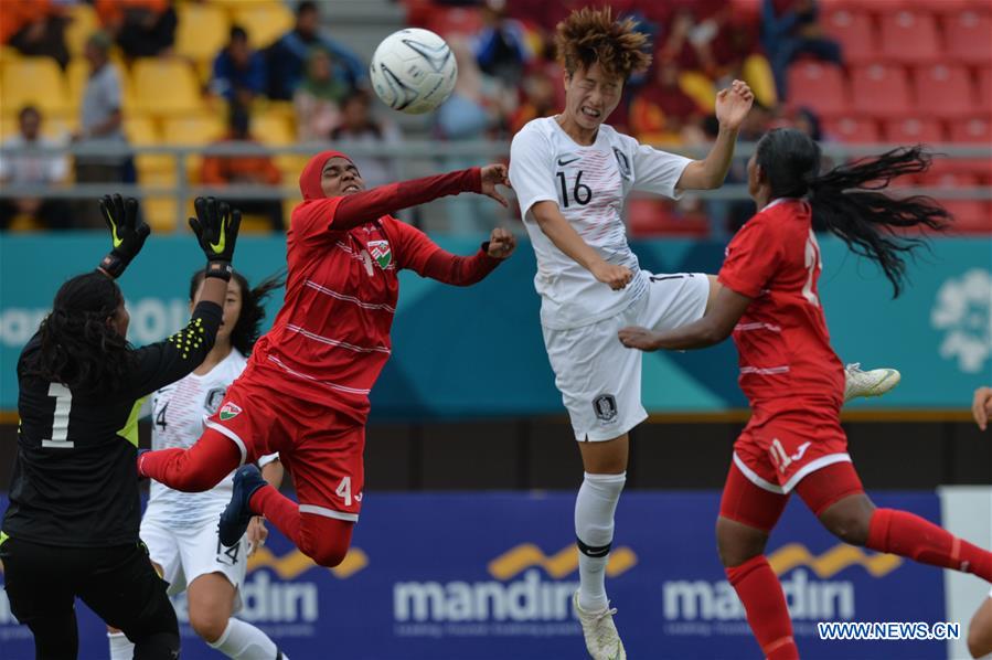 (SP)INDONESIA-PALEMBANG-ASIAN GAMES-WOMEN'S FOOTBALL-MALDIVES VS SOUTH KOREA
