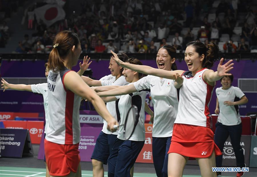 Asian Games badminton women's team final doubles match China vs. Japan