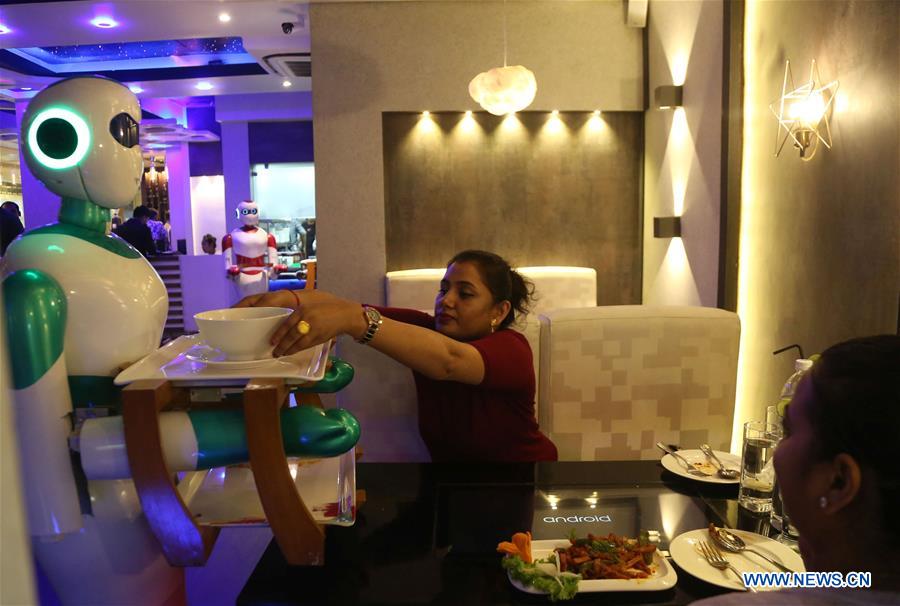 NEPAL-KATHMANDU-ROBOTIC SERVERS-RESTAURANT