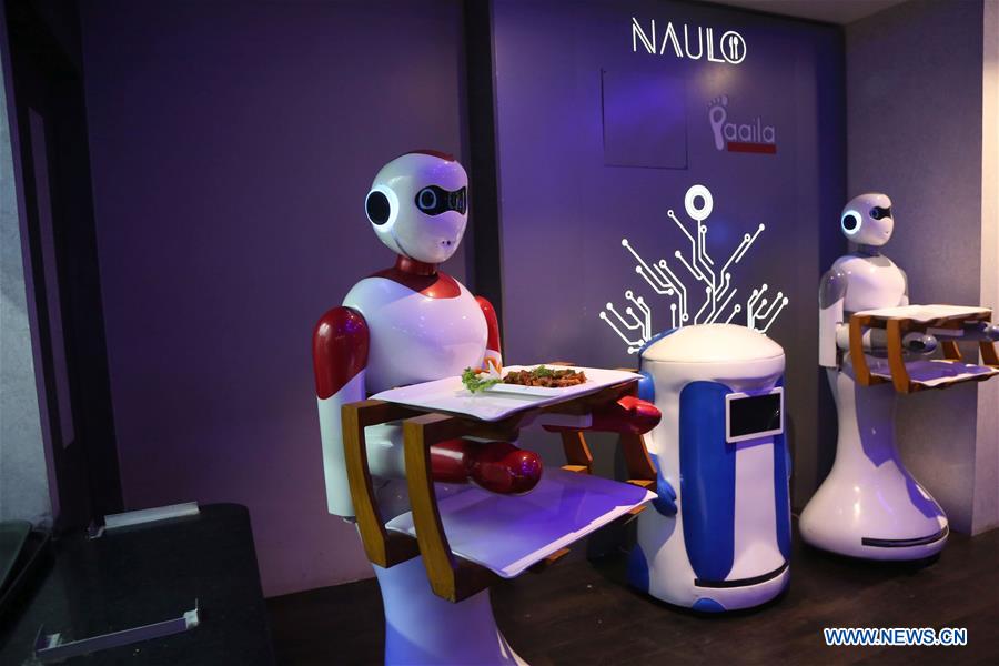 NEPAL-KATHMANDU-ROBOTIC SERVERS-RESTAURANT