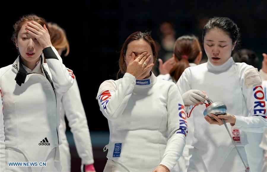 (SP)INDONESIA-JAKARTA-ASIAN GAMES-FENCING-WOMEN'S EPEE TEAM
