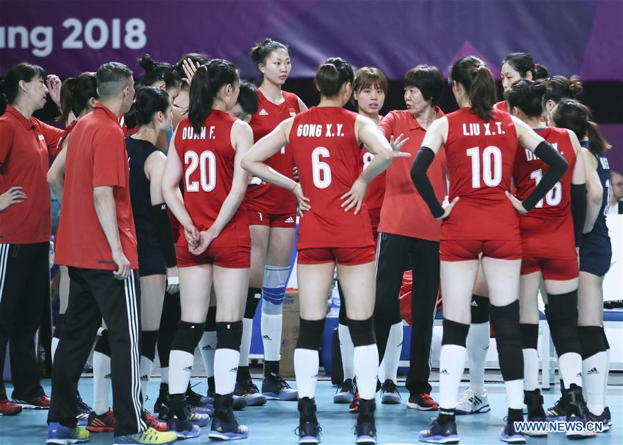(SP)INDONESIA-JAKARTA-ASIAN GAMES-WOMEN'S VOLLEYBALL-CHINA VS KAZAKHSTAN