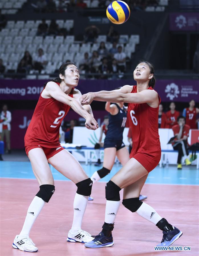 (SP)INDONESIA-JAKARTA-ASIAN GAMES-WOMEN'S VOLLEYBALL-CHINA VS KAZAKHSTAN