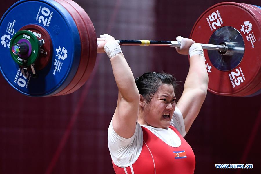 (SP)INDONESIA-JAKARTA-ASIAN GAMES-WEIGHTLIFTING-WOMEN'S +75KG