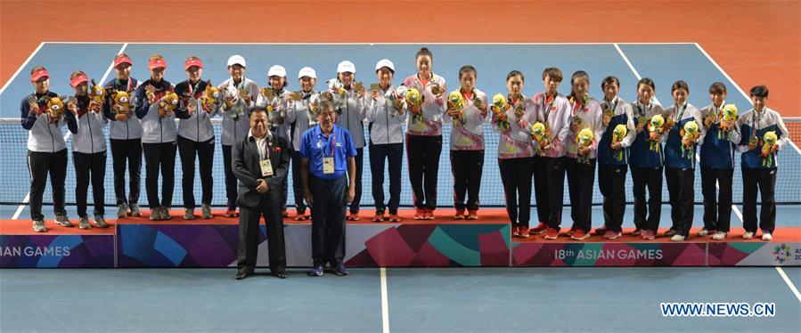 (SP)INDONESIA-PALEMBANG-ASIAN GAMES-WOMEN'S TEAM SOFT TENNIS-FINAL-SOUTH KOREA VS JAPAN