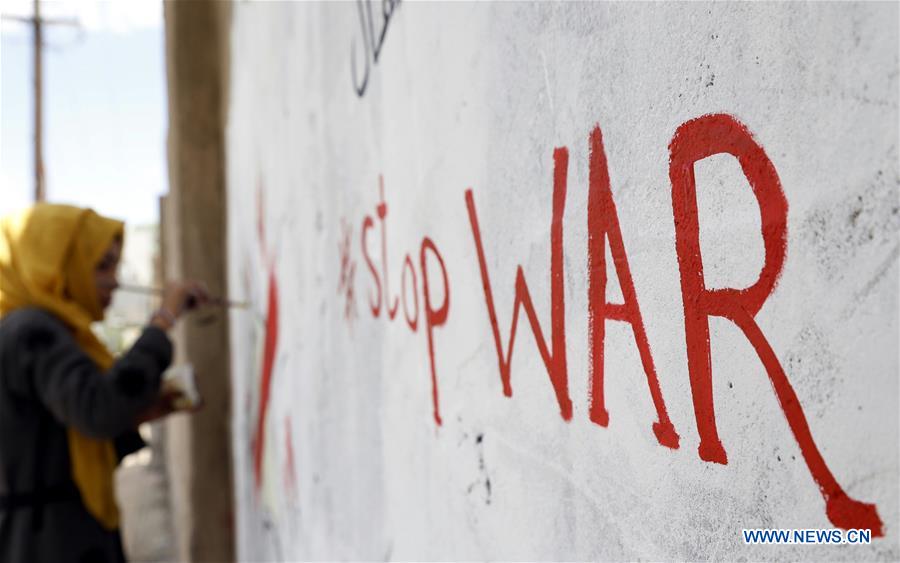 YEMEN-SANAA-CONFLICT-FEMALE ARTISTS-DRAWING CAMPAIGN